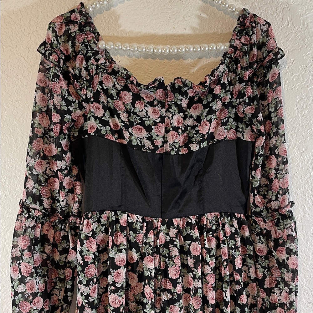 MISSGUIDED Size 4 Black Floral Print Bust Cup Corset Romantic Dress NEW - Picture 6 of 12